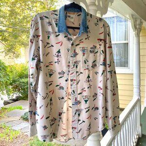 Koto 100% Cotton Cowboys/Indians Print Shirt, Men’s